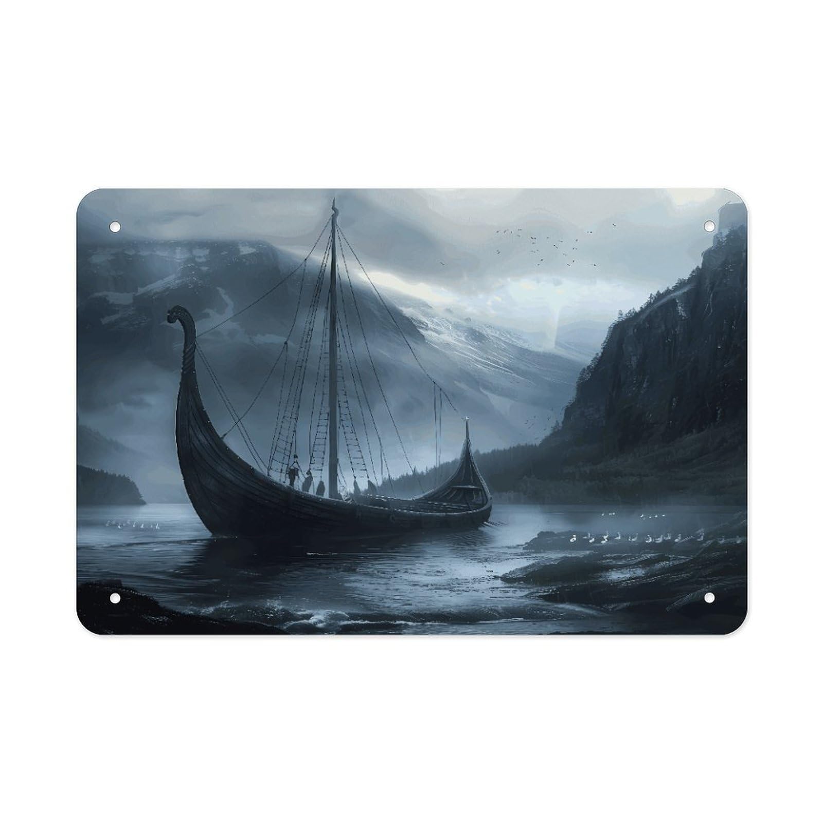 Fodpand Style Vikings Boat Wall Art Metal Signs Tin Sign
