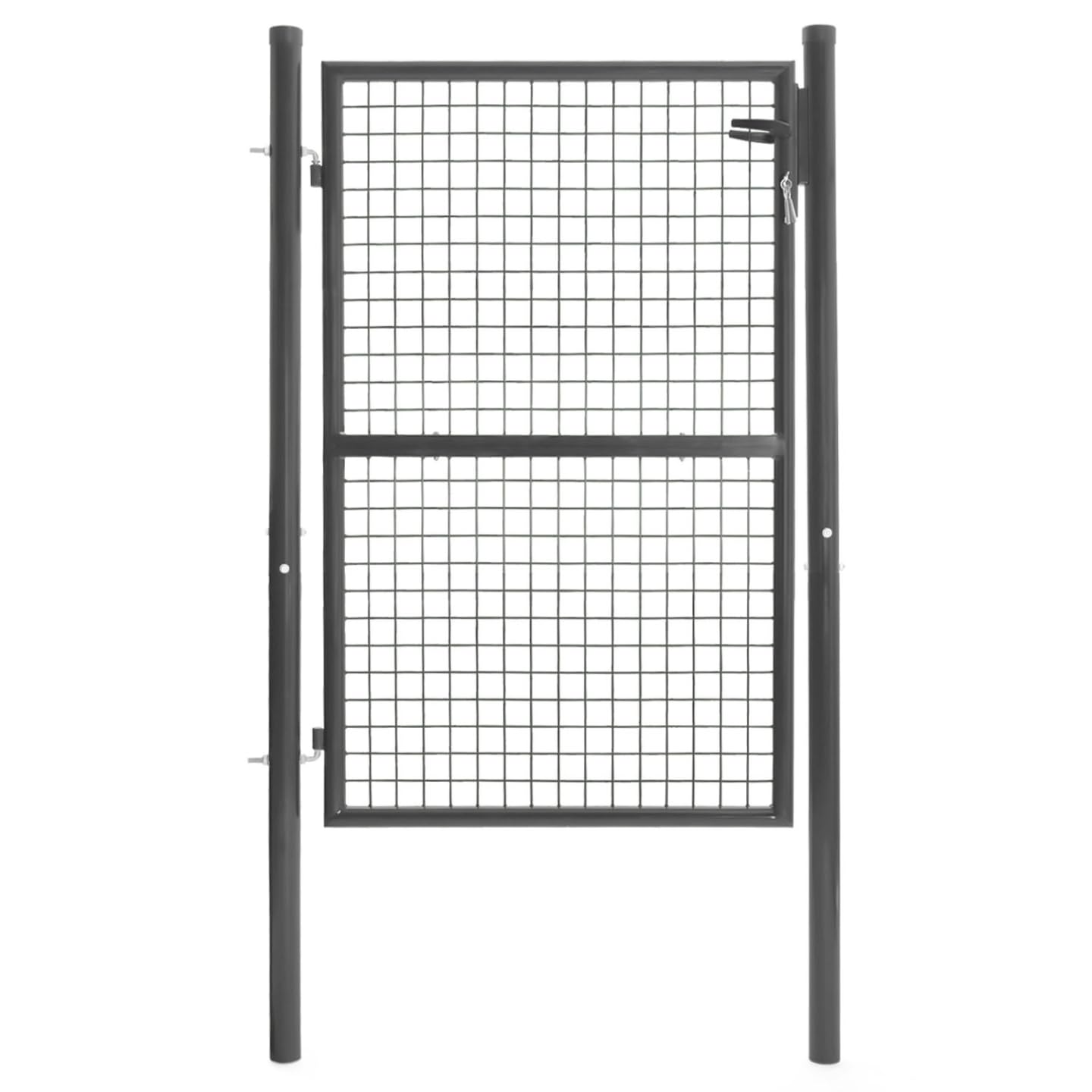 IDMarket - Portillon de jardin 105 x 125 cm en acier gris anthracite avec serrure et poignée