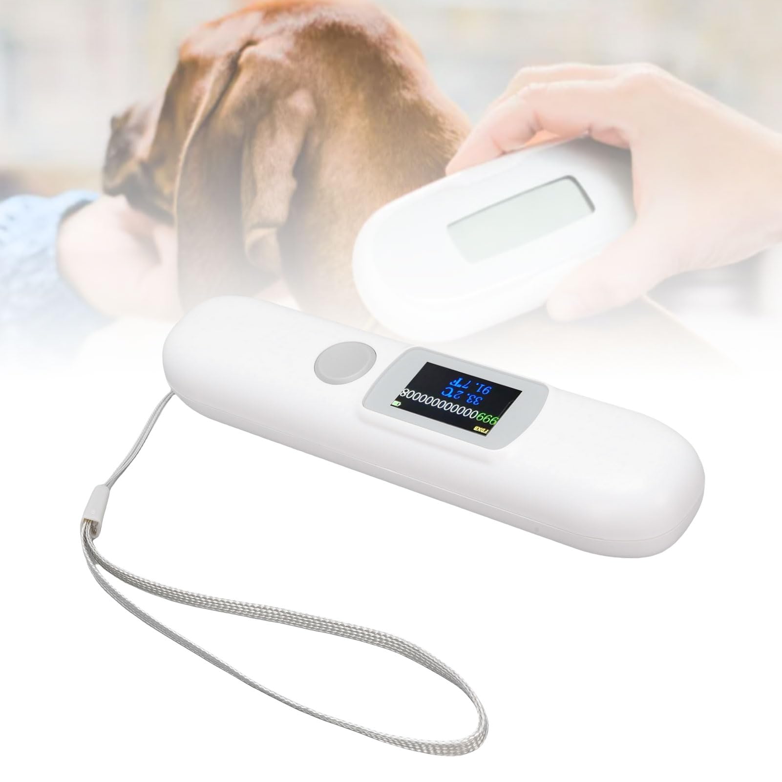 RiToEasysports Scanner per Microchip per Animali Domestici con Monitoraggio della Temperatura, Lettore per Chip ISO FDX B, Display a Colori per Veterinari e Proprietari di Animali Domestici