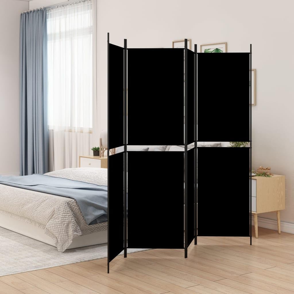 Generisch 4-TLG. Paravent Schwarz 200x200 cm Stoff,Möbel,Raumteiler-350233