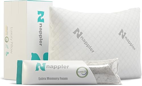 Nappler Almohada refrescante de bambú de alta calidad tamaño Queen espuma viscoelástica triturada transpirable de apoyo almohadas ajustables de