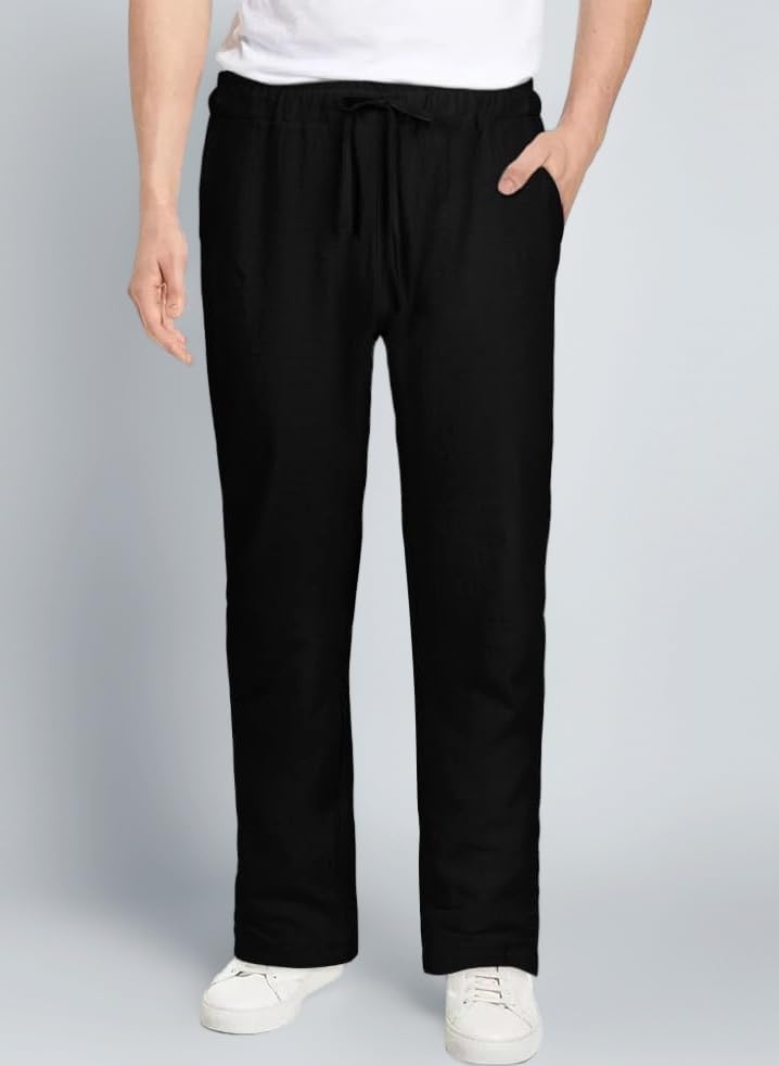Mens Linen Trousers, Mans Long Summer Casual Loose Lightweight Breathable Pants, Man's Lounge Beach Pants with Elastic Waistband, Workout Running Jogging Drawstring Linen Trousers for Man