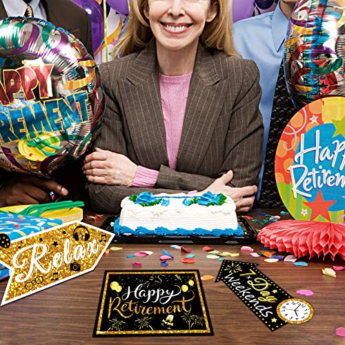 20 Pieces Retirement Party Decorations Happy Retirement Banner Sign Directional Retired Yard Sign For Happy Retirement Party Supplies, 10 Styles (Black, Gold, White) #TOP5