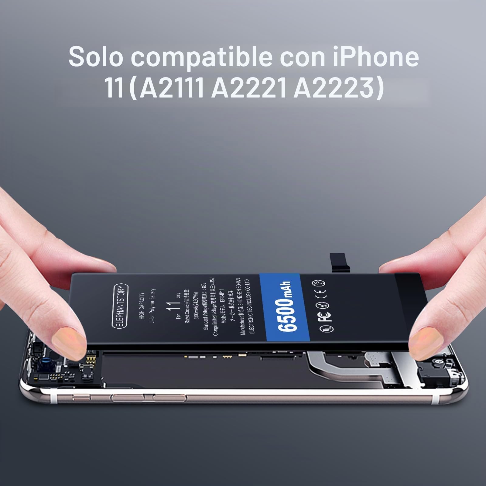 ElephantStory Batería para iPhone 11 Pro, 6500 mAh Alta Capacidad Baterias de Polímero de Litio Compatible con A2160 A2215 A2217, Kits de Herramientas de Reparación Completa Dentro
