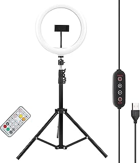 Fill Light 10in LED Fill Light RGB Ring Light with Desktop Tripod for Live Stream Photography Lamp Selfie Ring Light Working Video Calls and Live