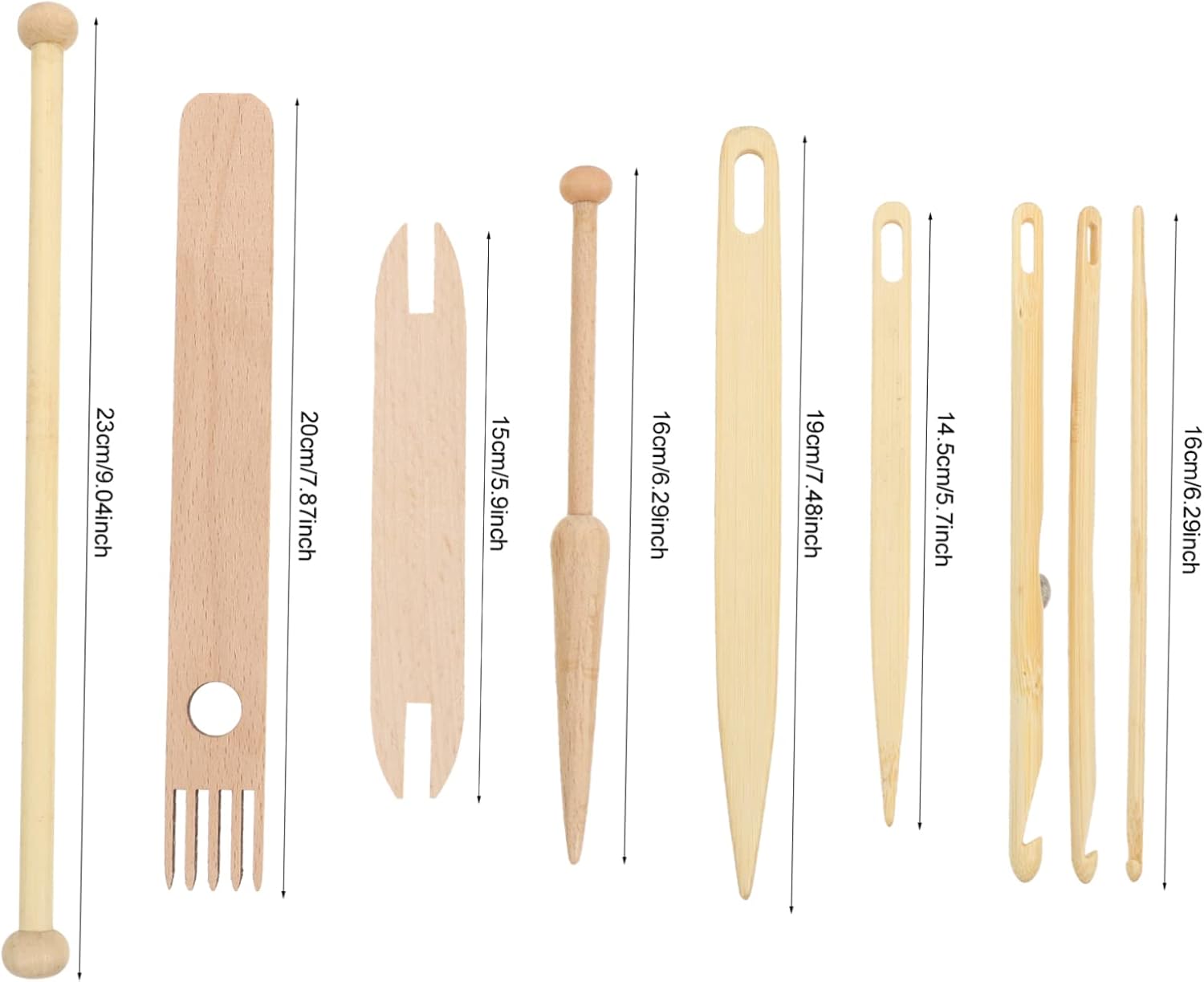 MOKKHNB Loom Gadgets Wooden Crochet Needles for Weaving Macrame Supplies Tapestry Knitting Tools for Beginners Enthusiasts