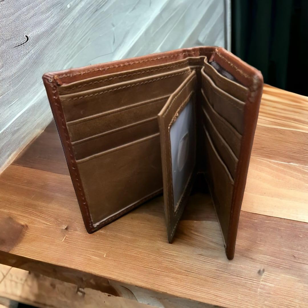 Men’s Short Leather Wallet – Laser Cut Floral Pattern Bifold in Multiple Colors – Compact Western Wallet for Cowboys, Ranchers & Everyday Carry