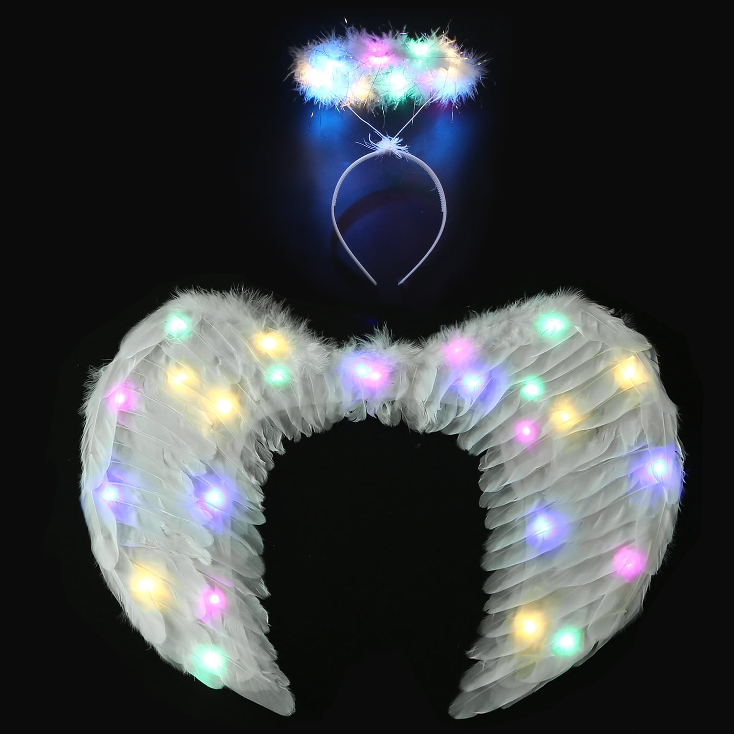 Ptesuply Angel Wings Adult, Light Up Angel Wings and Halo with LED Lights- 3 Light Modes - Image 2