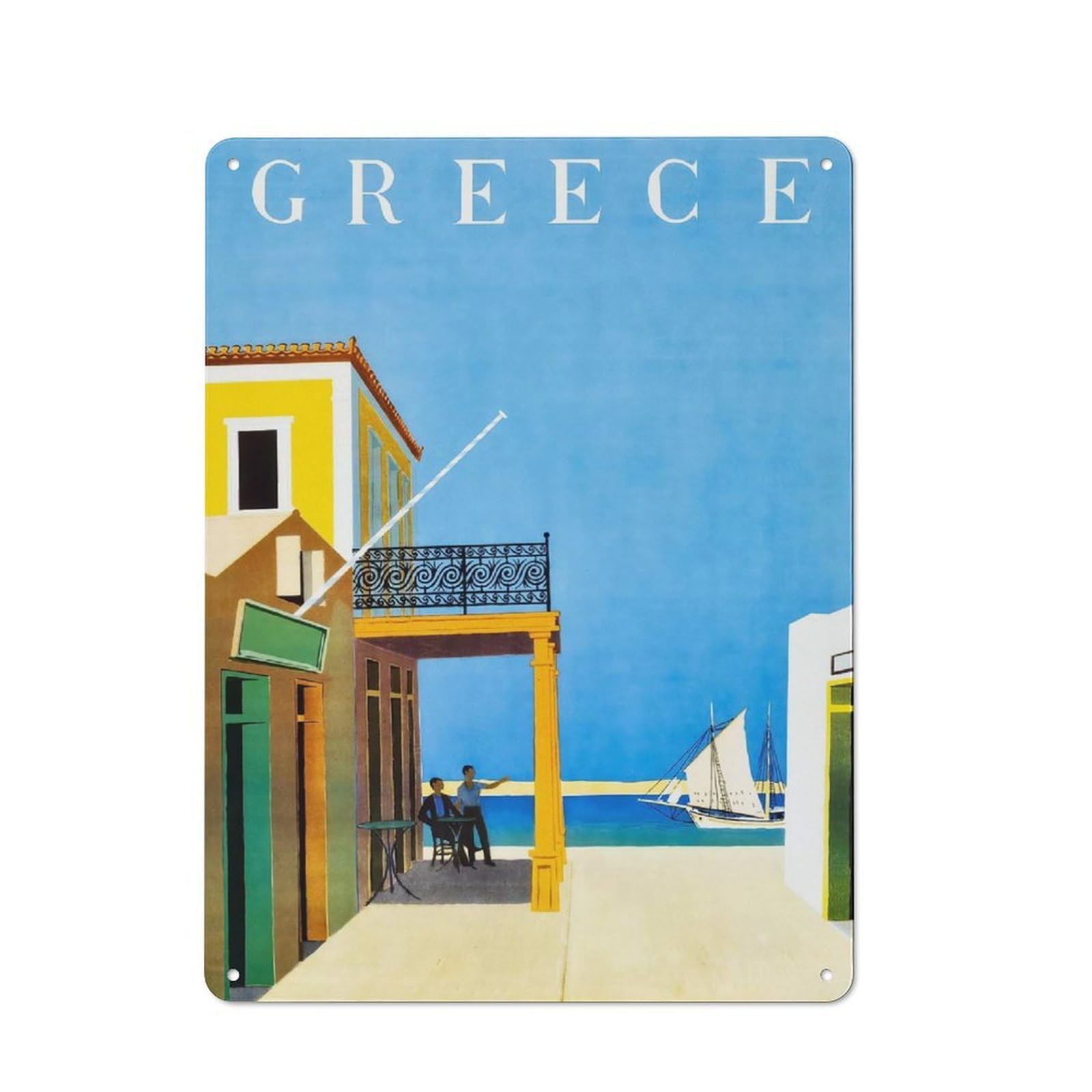 Junmoney Style-3 Greece Travel (9) Tin Sign 40X30cm, Creative Studio Wall Plaque For Hobby Room, Office, Lounge Or Living Room