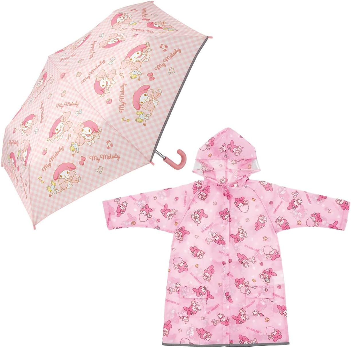 Skater MY MELODY Character Rain Jacket for 43"-49" Height and Folding Umbrella 37" Set for Girls 5-7 Years Old Pink [from Japan]