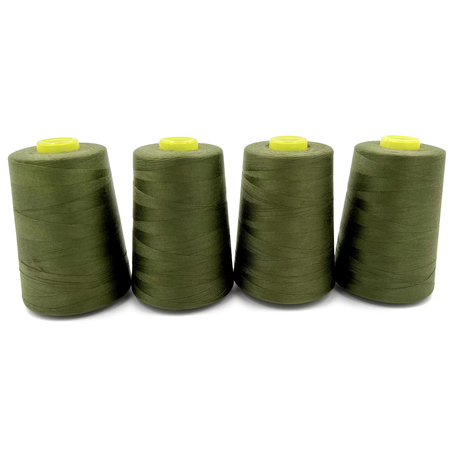 Tortoise 4 Cones of 3000 Yards Each Spool Thread for Sewing All Purpose Sewing Thread 100% Polyester Thread for Serger Overlock Quilting Sewing Machine 20S/2 Army Green