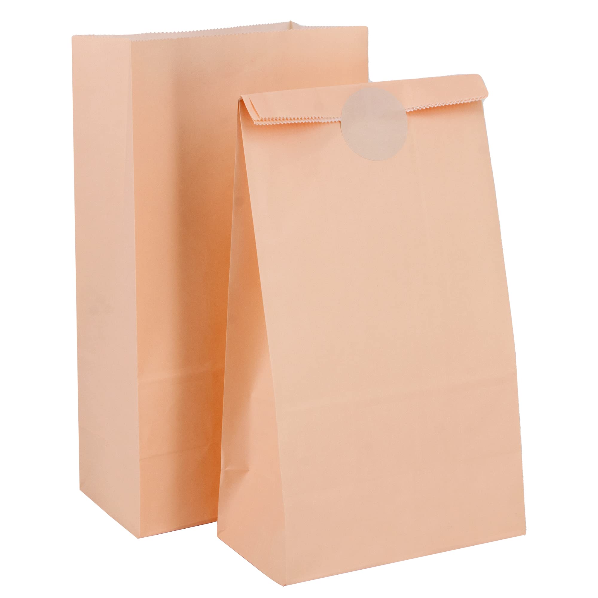 Time to Sparkle 20PCS Party Bag Kraft Paper with 24 Stickers Kids Party Gift Sweet Bags for Class Party Favors Girls Boys Birthday Wedding Christmas Halloween, 130X80X240mm, Apricot