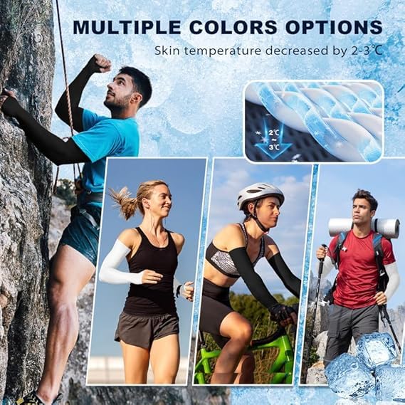 Image of Fuelbyte UV Protection Hand Gloves for Sun Protection - Arm Sleeves for Men & Women, Perfect for Bike Riding, Summer, and Outdoor Sports - Full Hand Gloves, Sun Gloves, Cooling Sleeves