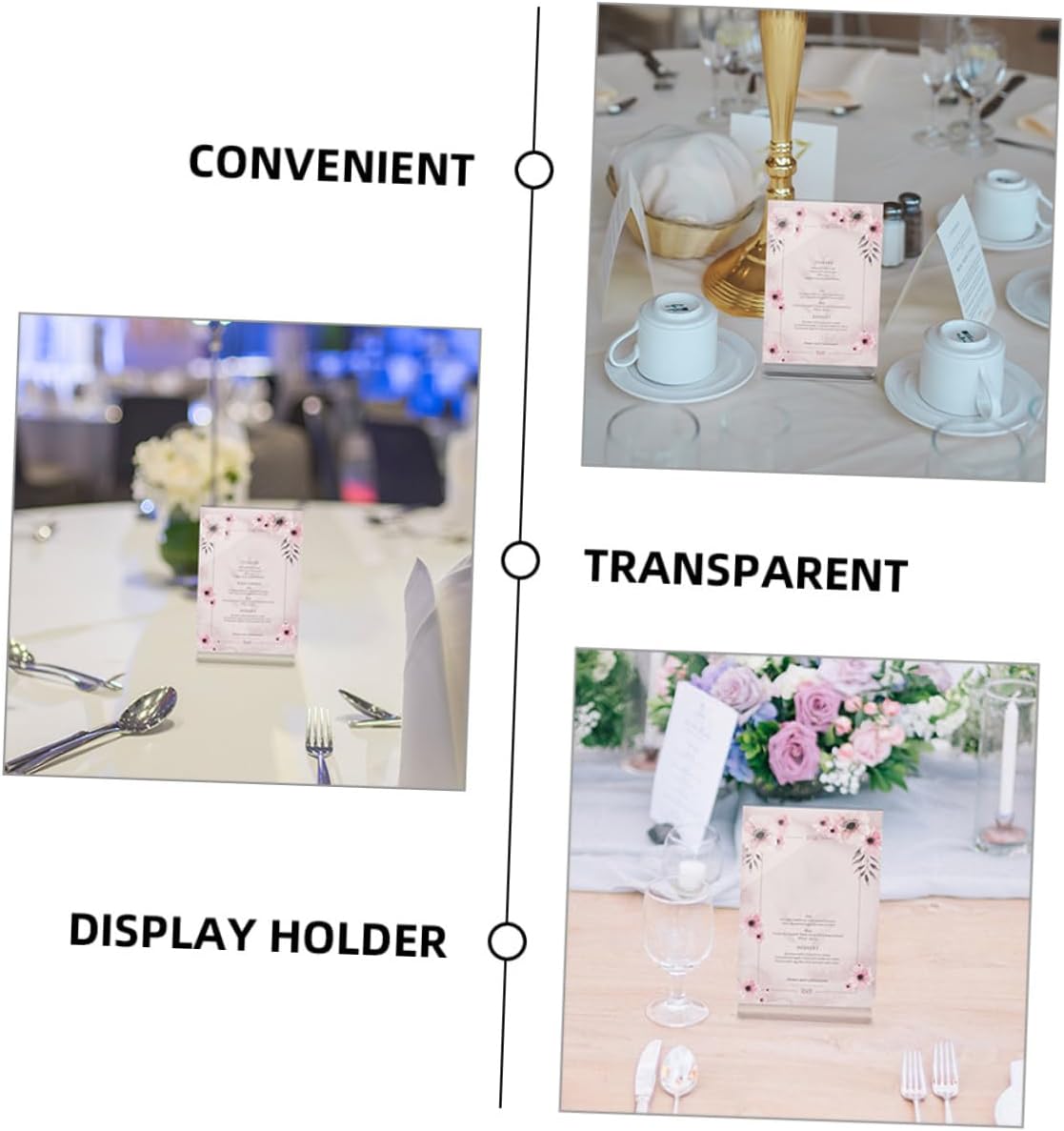 10pcs Elegant Acrylic Sign Holders Desktop Display Stands for Table Menu Holder and Event Tables