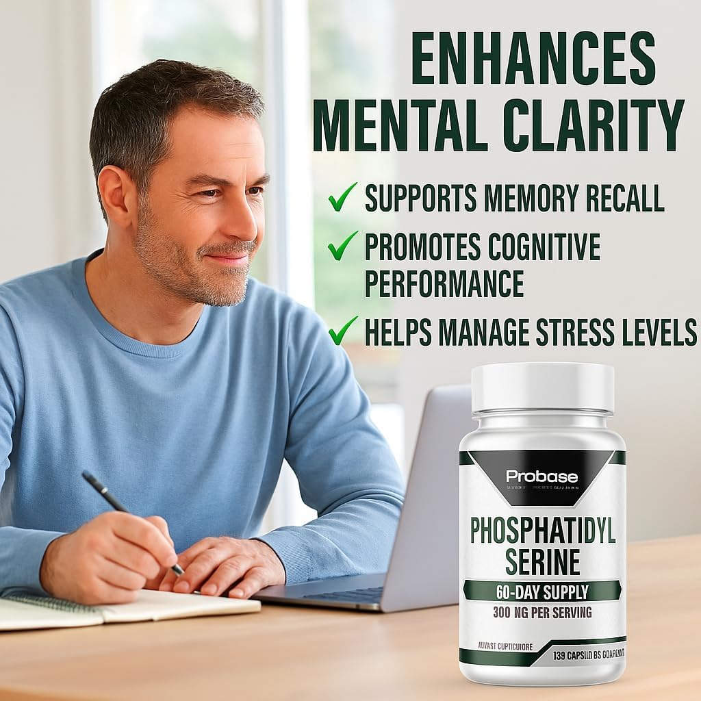 Probase Nutrition Phosphatidylserine 300mg Supplement Brain Health and Memory Support Non-GMO Gluten Free 120 Capsules Phosphatidyl Serine Complex - Image 6