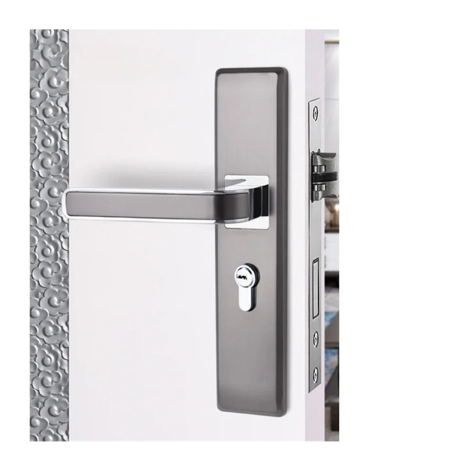 Indoor Door Lock, Zinc Alloy Interior Door Lock Set - Silent Wooden Handle for Bedroom Security and Privacy(A2-50mm)