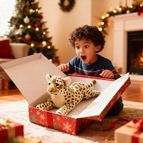 Miniatura 7 de Animal de peluche de guepardo de 19 pulgadas, diseño de leopardo realista, guepardo, guepardo, peluche, lindo jaguar, peluche de cumpleaños