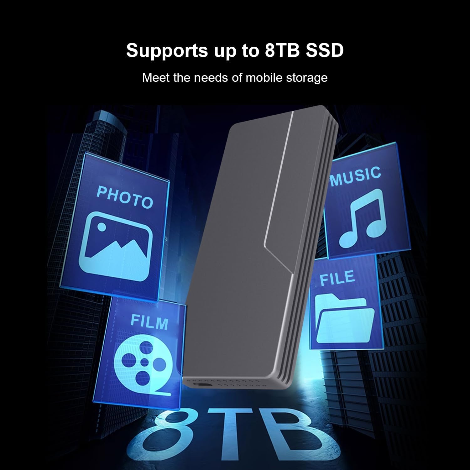 40Gbps M.2 NVMe SSD Enclosure Thunderbolt 4/USB4, 8TB Aluminum Case with Turbo Cooling Fan for Windows/Mac/Linux 2230/2280, Shockproof & Portable for 4K Editing & Trave（NO Include SSD）