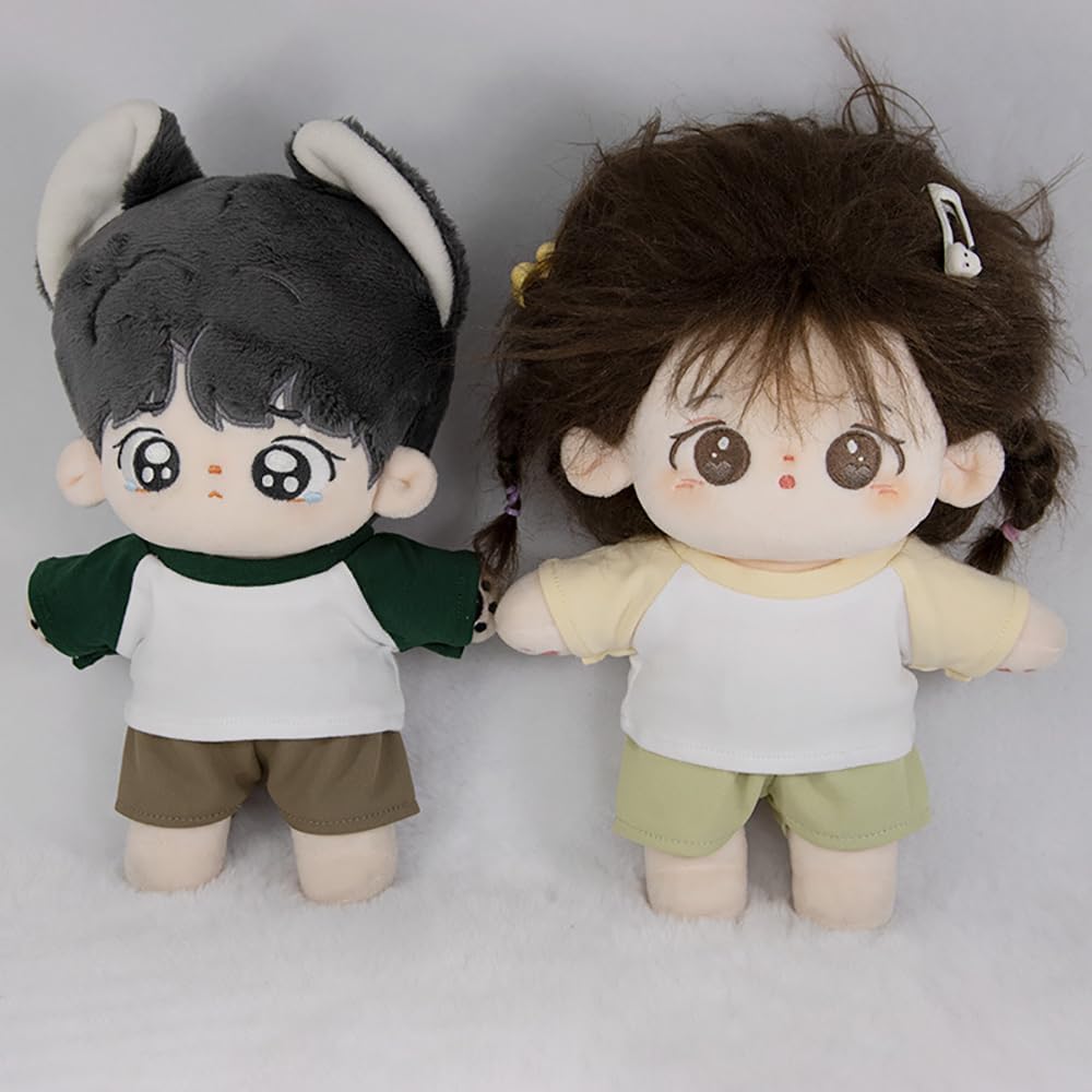 niannyyhouse 10cm 15cm 20cm Plush Doll Clothes Color Blocking T-Shirt Undershirt Soft Stuffed Plush Toy Dress Up Accessories (a1, 10cm) image 5