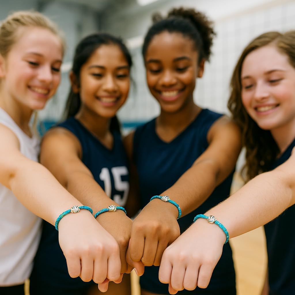 Sportybella Volleyball Charm Bracelet - Adjustable Charm Light Blue Bracelet with Volleyball Charm - Gift for Female Volleyball Players and Teams - Image 5