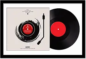 Fxojyvo Moldura de disco de vinil para exibição de parede, moldura preta de 40,6 x 61 cm para qualquer disco LP de 30,5 cm com capa - 1 pacote/preto