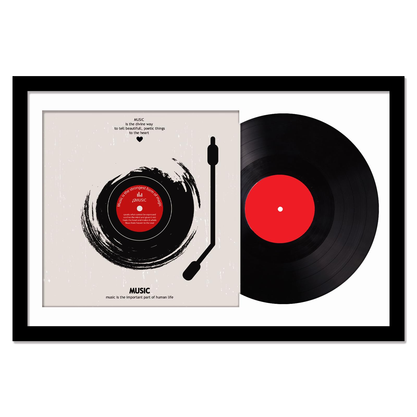 Fxojyvo Cornice per dischi in vinile per la copertina dell'album da parete, cornice nera 40,6 x 61 cm per qualsiasi disco LP da 30,5 cm con custodia, 1 confezione/nero