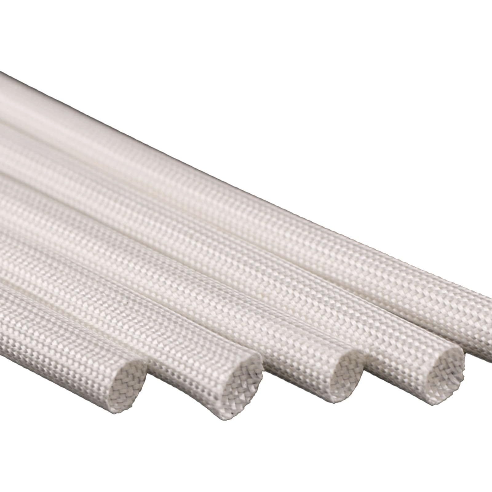 LOMNCHSG Wire Insulation Braid Fire Sleeve, Braided Fiberglass Sleeve Black and White 2 m 1mm-40mm 600 Deg.C(Black,3.5mm)