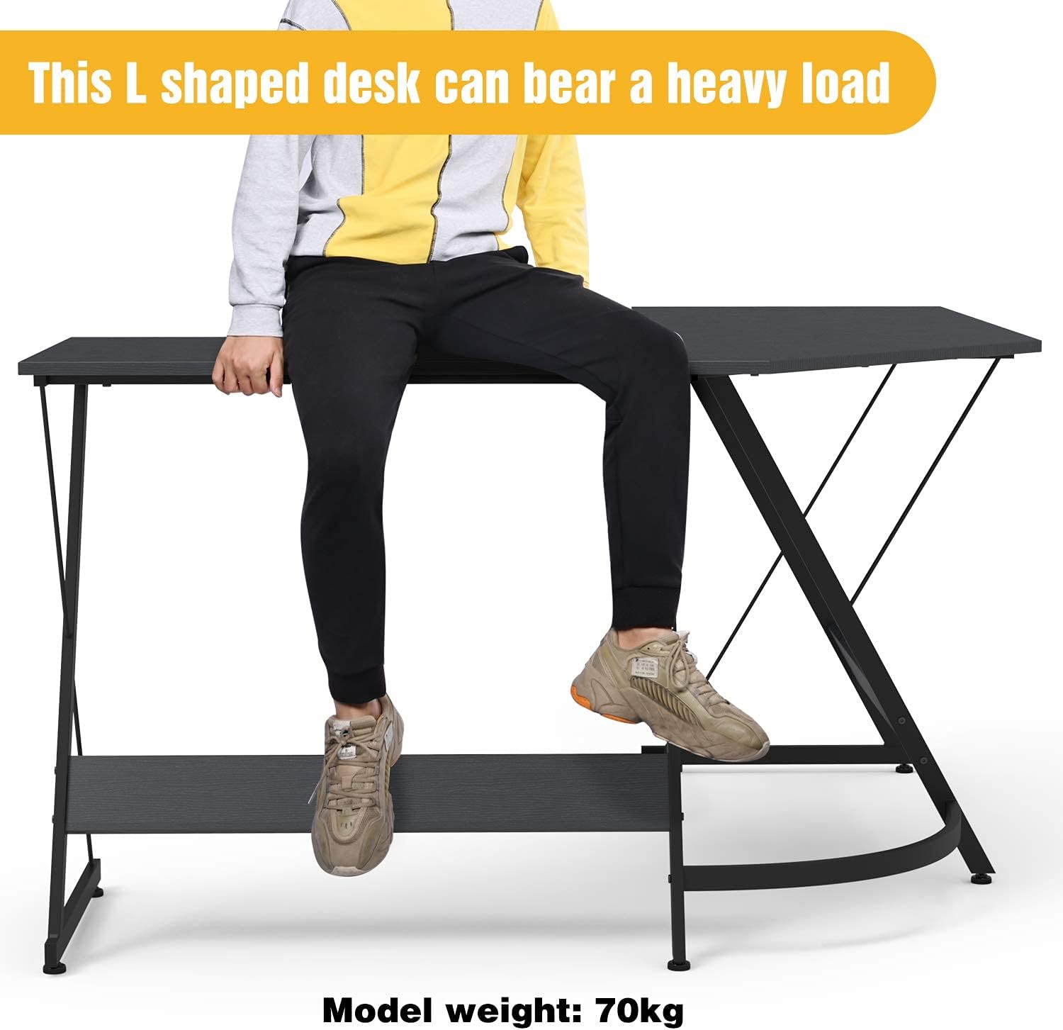 Yesker L Shaped Computer Desk, Home Office Corner Gaming Desk, 51 Inch L-Shape Space-Saving Desk, Modern L Shaped Desk Table for Workstation Studying Writing, Easy to Assemble Black… : Home & Kitchen