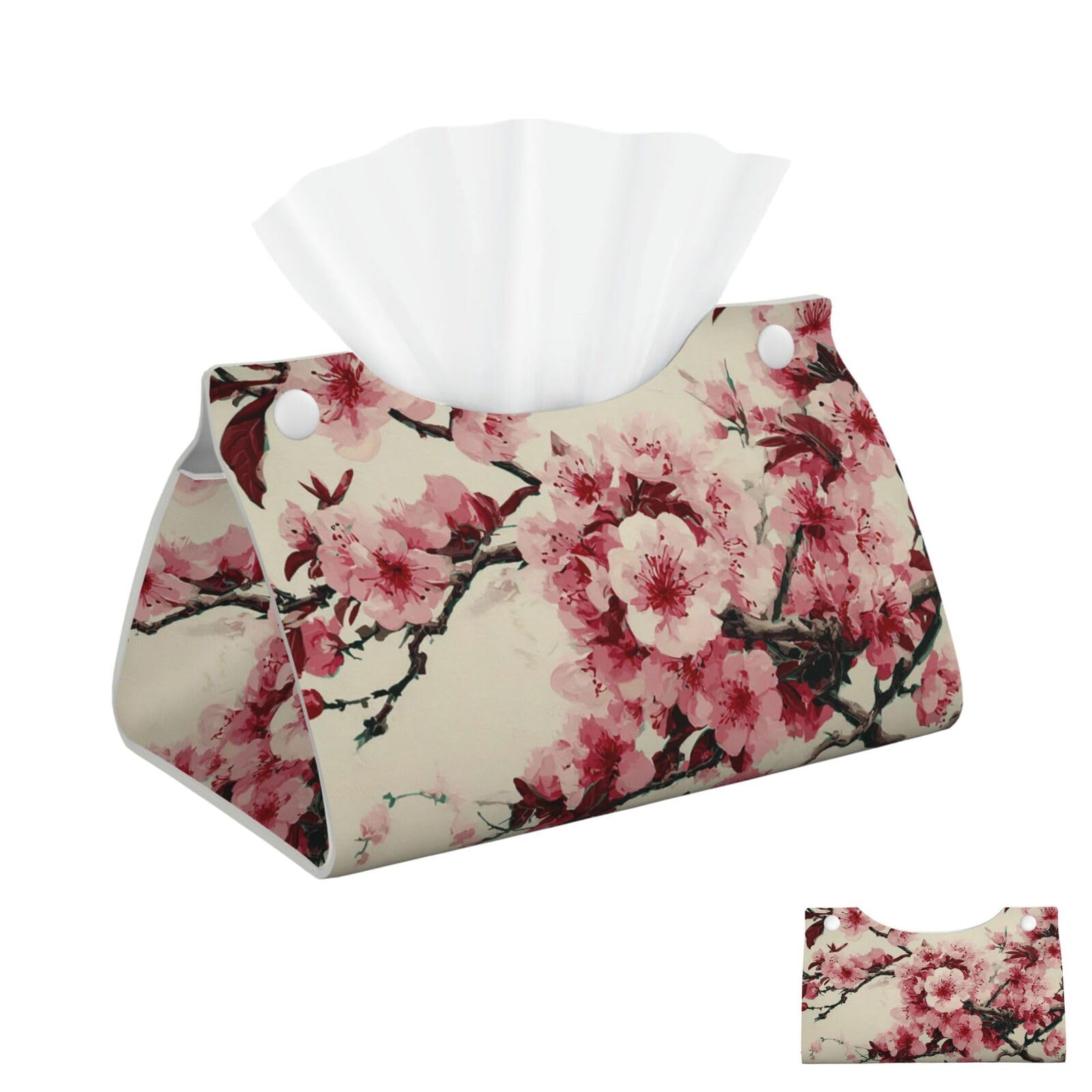 Japanese Floral Cherry Blossom Tissue Box Cover Square Cube Boxes