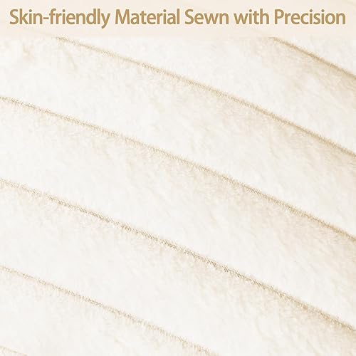 Miniatura 6 de Volcanics Paquete de 1 funda decorativa de felpa de piel sintética de doble cara de 18 x 18 pulgadas, fundas de almohada suaves y esponjosas a rayas