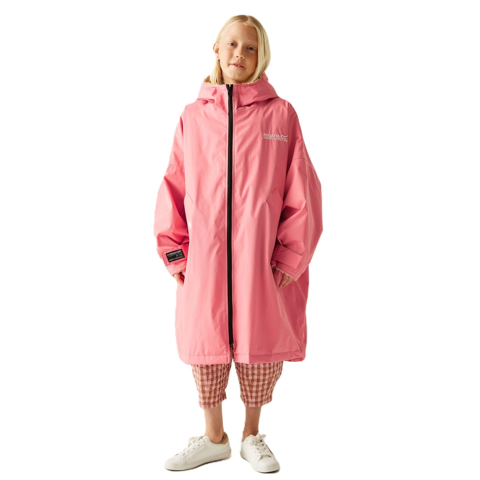 Regatta (9-13 Yrs, Peach Pink/Biscot) Kids Spirit Of Adventure Hooded Waterproof Warm Drying Changing Robe