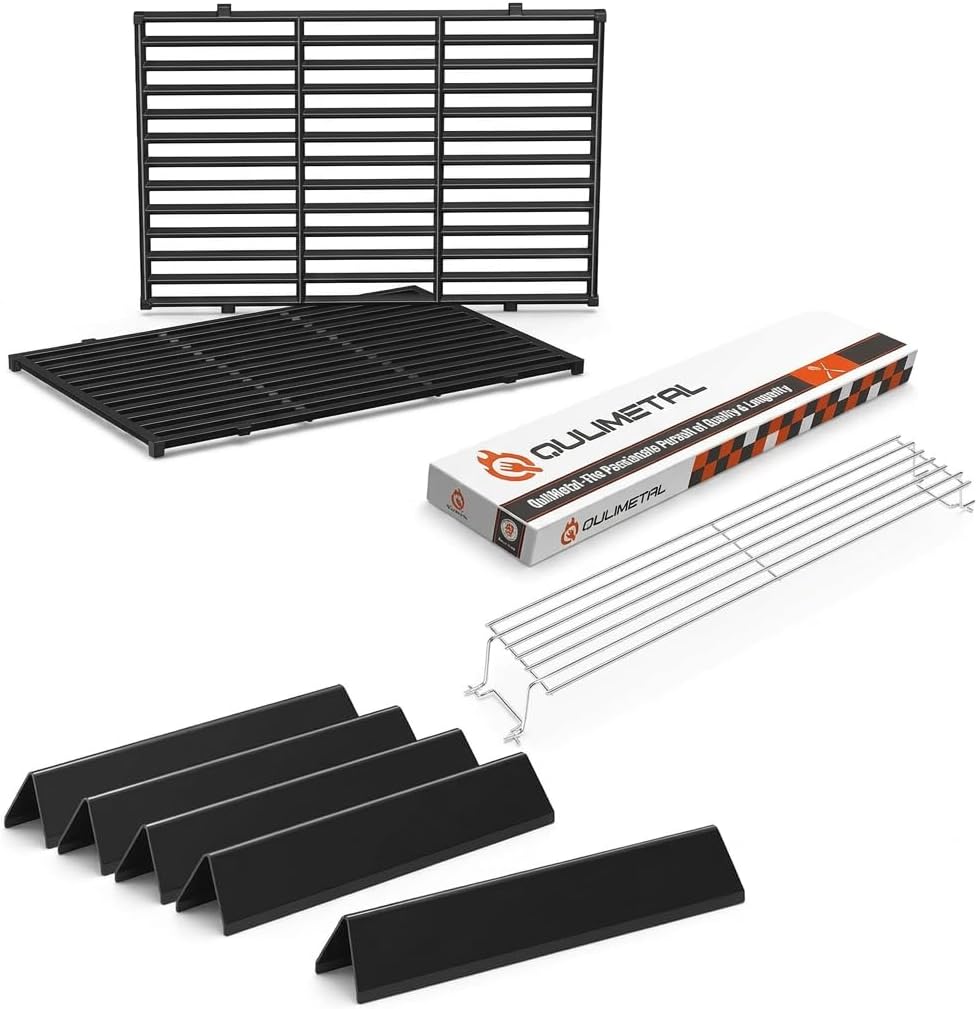 QuliMetal Stainless Steel Warming Rack and 15.3" Flavorizer Bars & Grill Grates for Weber Spirit E-310 E-315 E-330 Series Grills with Front Control Knobs