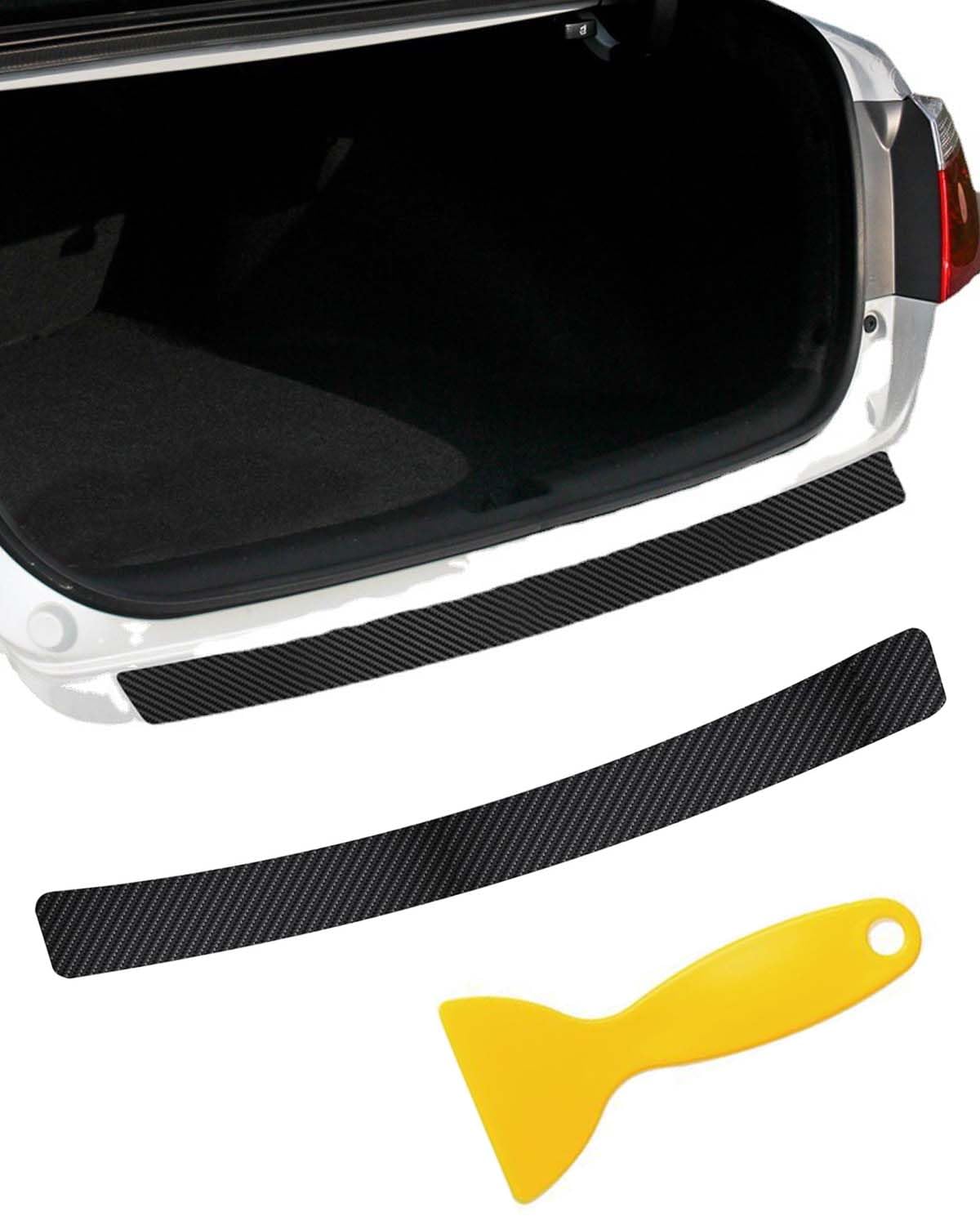 1 pezzo adesivo per bagagliaio auto,adesivo in fibra di carbonio per soglia porta auto,striscia antigraffio per protezione posteriore,accessorio per protezione bordi tappetino bagagliaio,nero