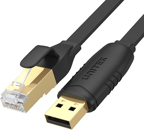 Unitek Y-SP02001B USB 2.0 to RJ45 Console Rollover Flat Cable, 1.8 Meter Cable Length
