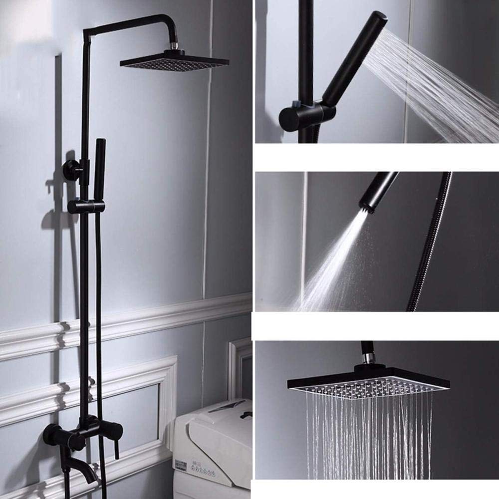 Corps de douche carré noir Biume ensemble complet pour salle de bain moderne