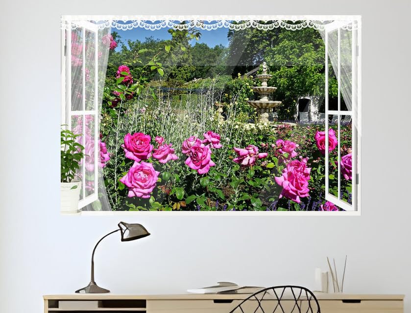 JVERF - JZZB25020 Netherlands Parks Roses Sculptures Arcen Limburg| Self-Adhesive Open Window Wall Sticker