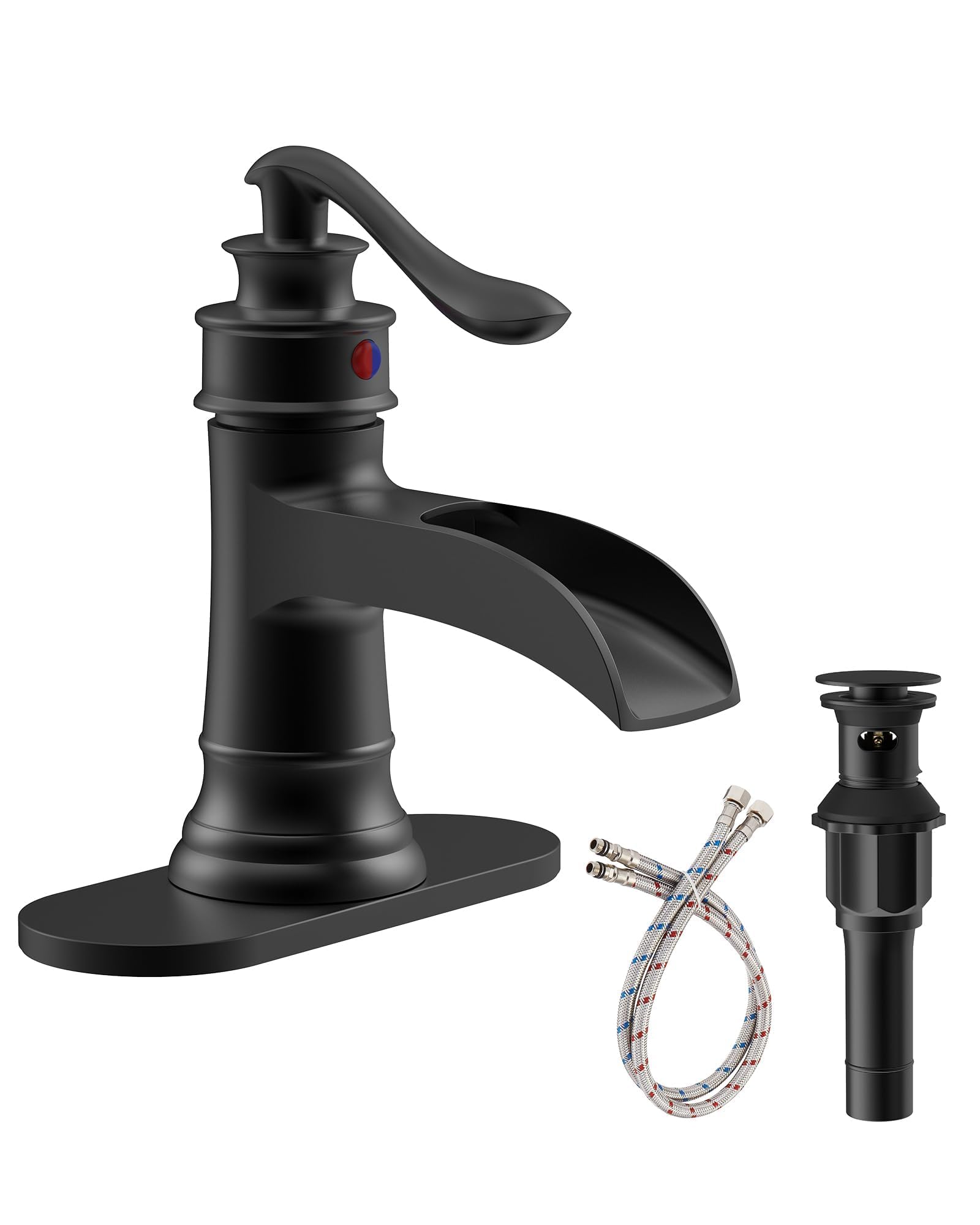 Photo 1 of Homevacious Matte Black Waterfall Bathroom Faucet