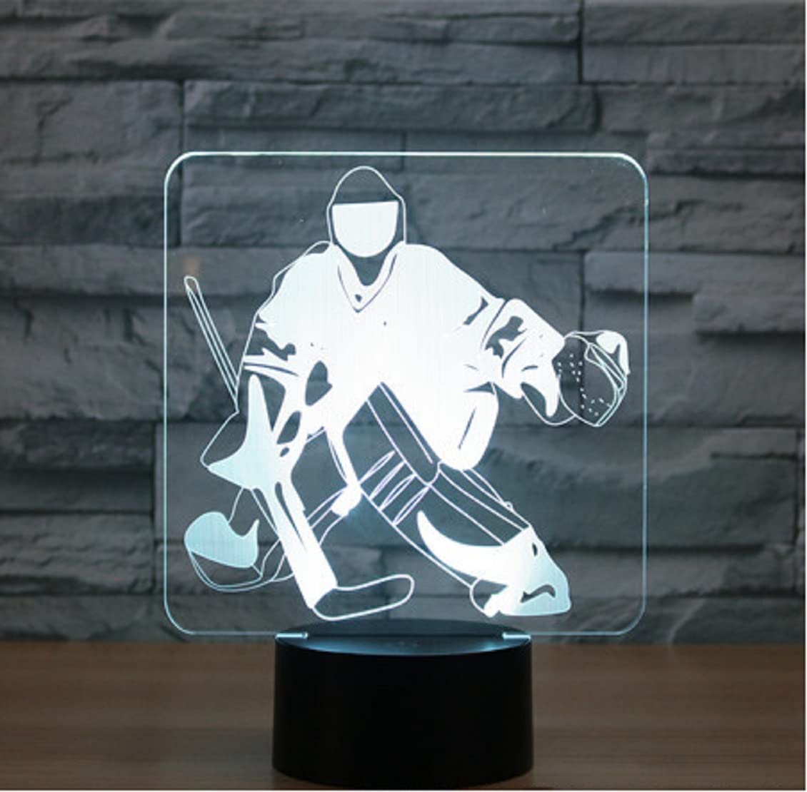YTDZLTD 3D Hockey Luce Notturna 16 Colori Mutevoli Telecomando USB Potere Toccare Cambiare Illusione Ottica Lampada Arredamento Lampada LED Lampada da Tavolo Bambini Brithday Natale Regalo