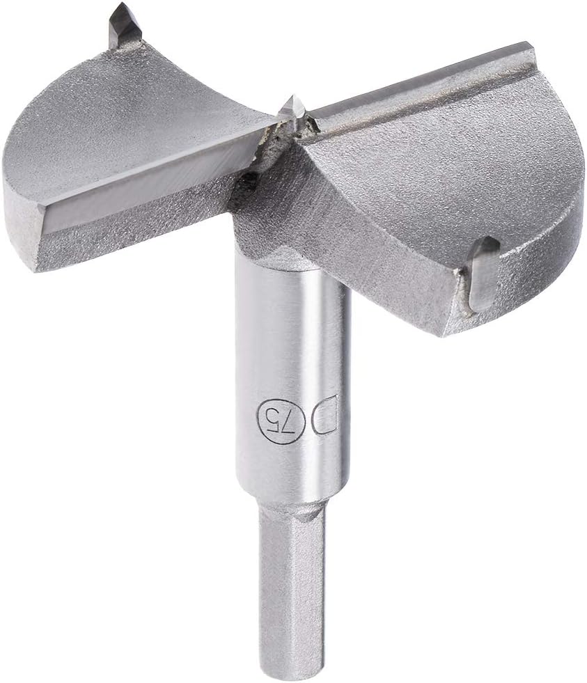 uxcell Forstner Drill Bits 70mm, Tungsten Carbide Wood Hole Saw Auger Opener, Woodworking Hinge Hole Drilling Boring Bit Cutter (Gray)