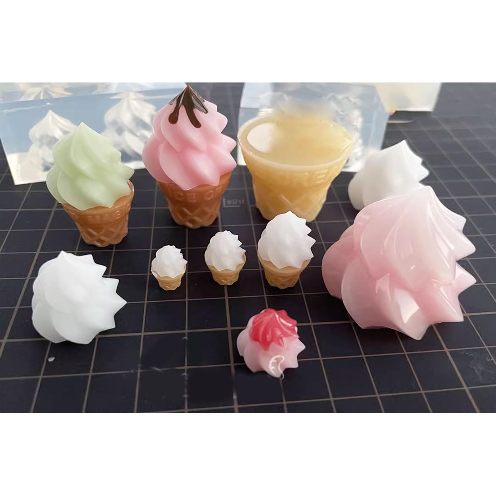 Moldes para polos， Molde de silicona for adornos de resina, forma de cono de helado, molde de resina for tazas de pastel, manualidades de bricolaje, fabricación de joyas hechas a mano(Ice Cream Cone 2