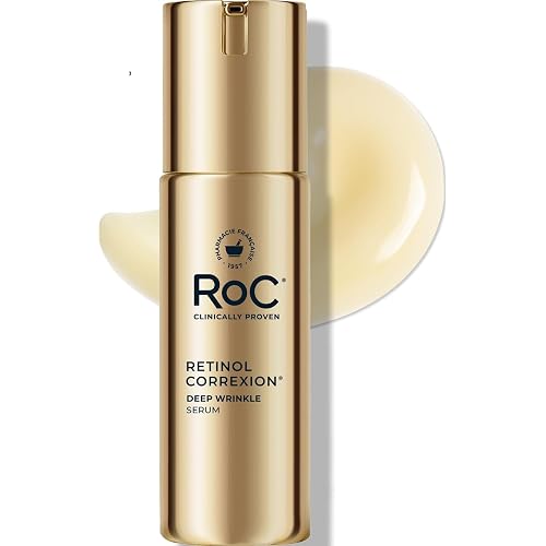 RoC Retinol Correxion Deep Wrinkle Retinol Face Serum, Ascorbic Acid, 1 0z | Anti-aging treatment for fine lines, dark spots, post acne scars, clinically proven, dermatologist-tested, packaging may vary