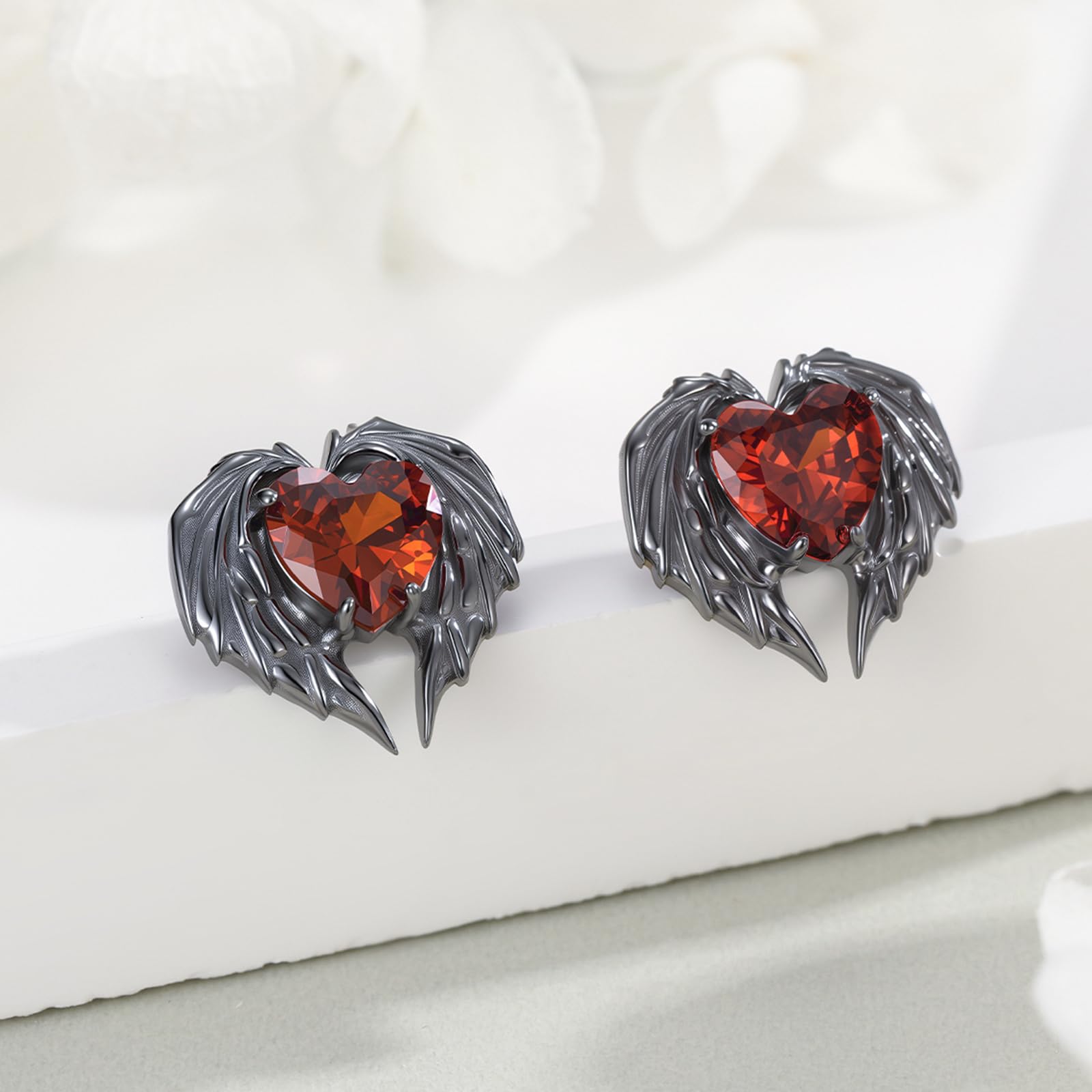 Totenkopf Ohrringe Damen 925 Sterlingsilber Skelett Hand Ohrringe Geburtsstein Ohrstecker für Damen Mädchen Herz Ohrstecker Totenkopf Geschenke Gothic Schmuck für Fraue