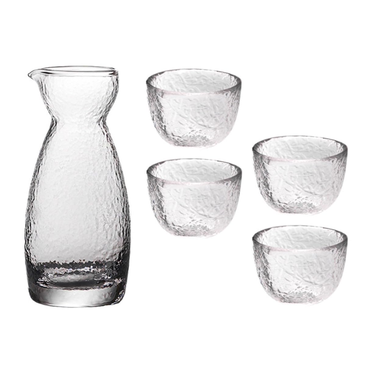 Set de Tasse à Saké Japonerie Créatif en Verre Carafe à Motif Martelé pour Dégustation Lors D'occasions Spéciales Famille