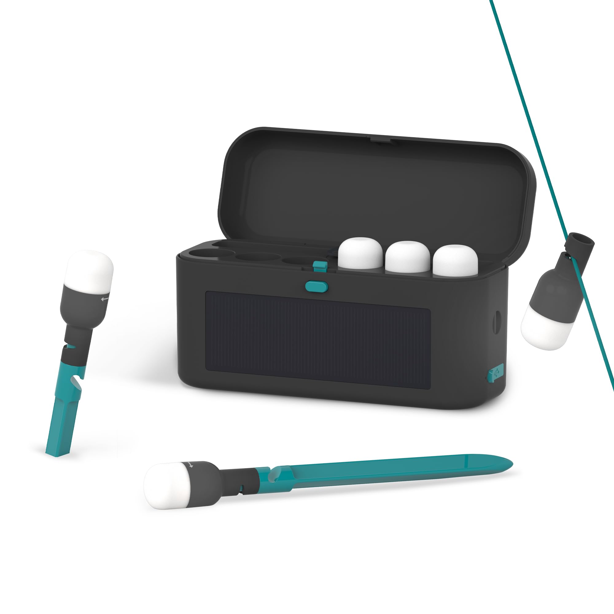 MPOWERD Luci Solar Site Lights: Stringless String Lights, Six Detachable Mini Camping Lights with Tent Stakes and Charging Case | Lights 1,000 sq ft | Rechargeable via Solar and USB | Lasts 20 Hours