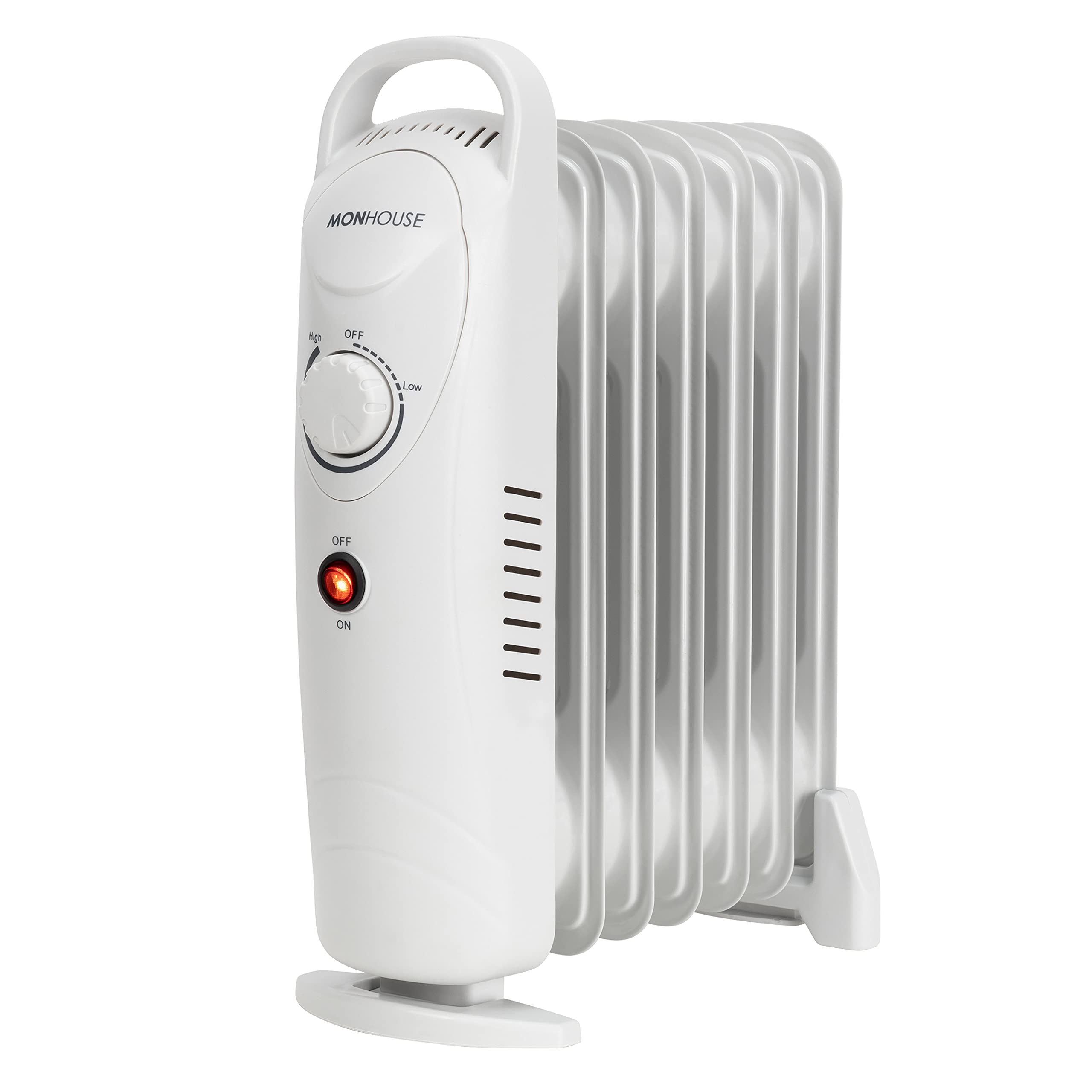 MONHOUSE 7 Fins Compact Oil Filled Radiator - Electric Heater with  Adjustable Thermostat - Overheat Protection - Power Indicator Light - Easy  Access Carry Handle - 700W - White : Amazon.co.uk: DIY u0026 Tools