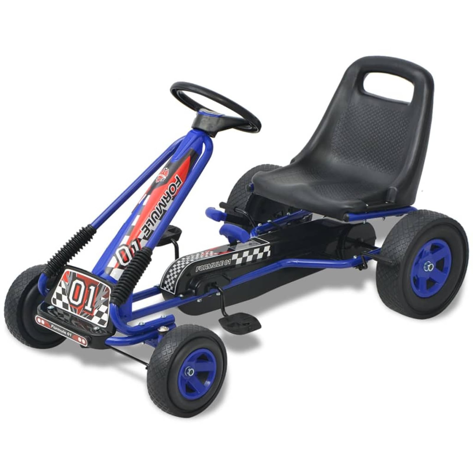 LAPOOH Gokart per Bambini, Freno a Mano, Regolabile in Altezza, Colore Blu, Grande, 80152
