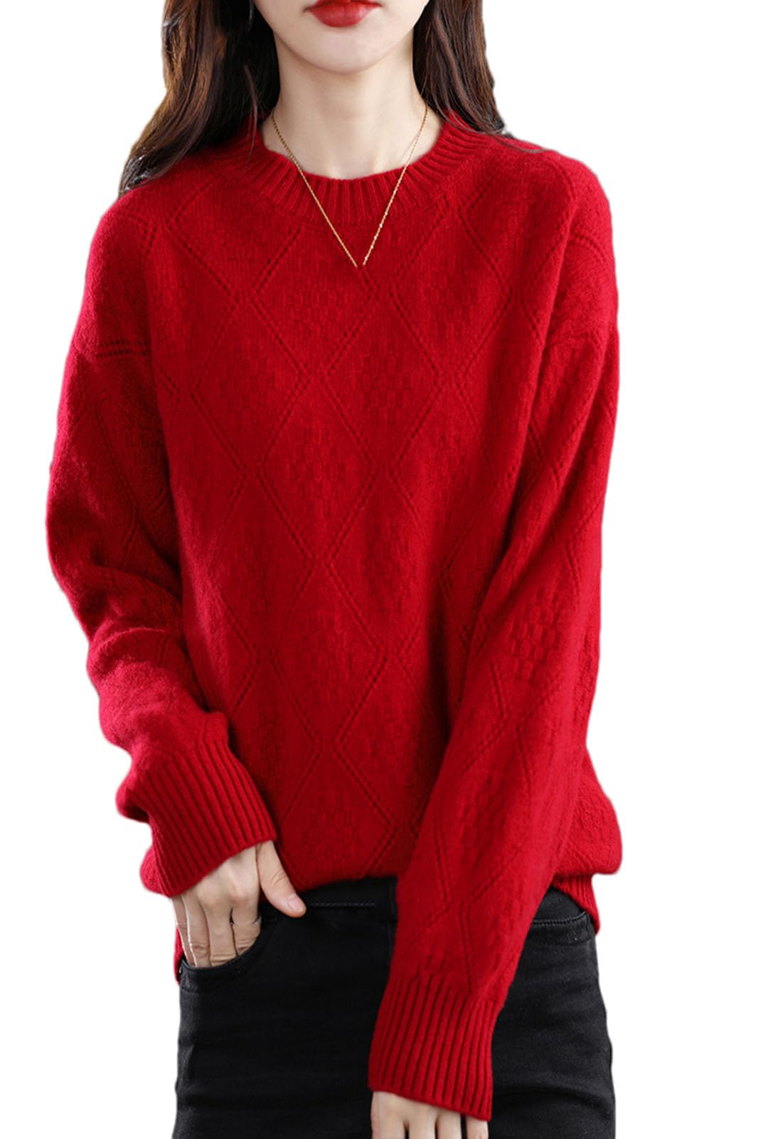Maglione da donna in lana tinta unita girocollo maglione maglione top