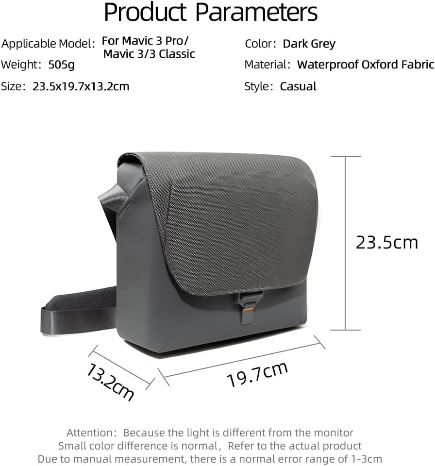 Travel Shoulder Bag for DJI Mavic 3 Pro/Mavic 3/ Mavic 3 Classic Drone Carrying Case Handbag Storage Bag with Adjustable Shoulder Strap(23.5 * 19.7 * 13.2cm/9.25 * 7.75 * 5.19inch)