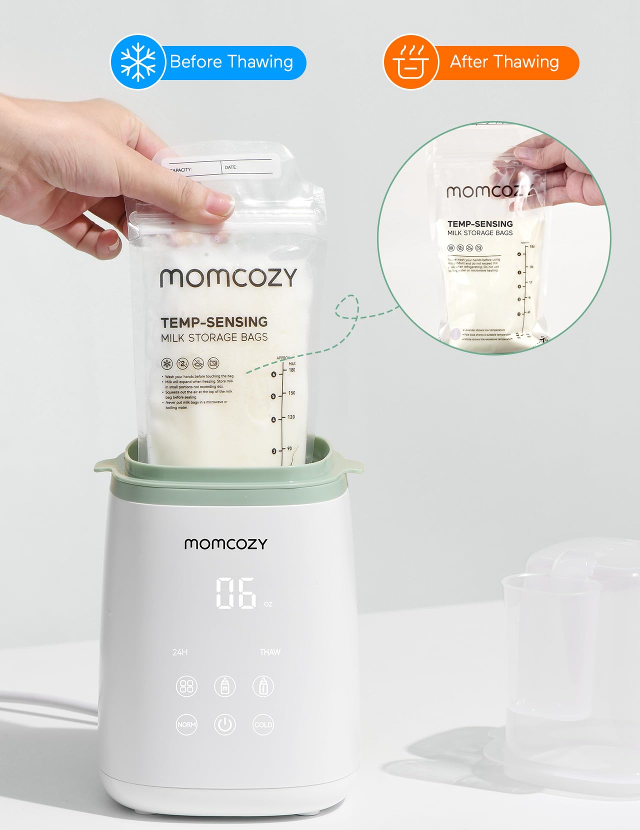 Momcozy Scaldabiberon, Scaldalatte Veloce per Neonati con Controllo Accurato della Temperatura e Spegnimento Automatico, Scaldabiberon Multifunzione per Latte Materno