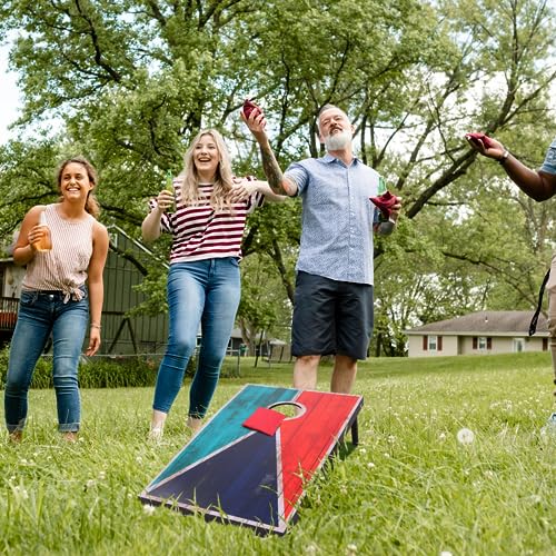 Image of Cornhole Set 4x2 and 3X2 Regulation Size Corn Holes Sets with Carrying Bags & 8 Bean Bags Cornhole Boards Bean Toss Games for Adults Family Outdoor Beach Lawn Outside Backyard Games